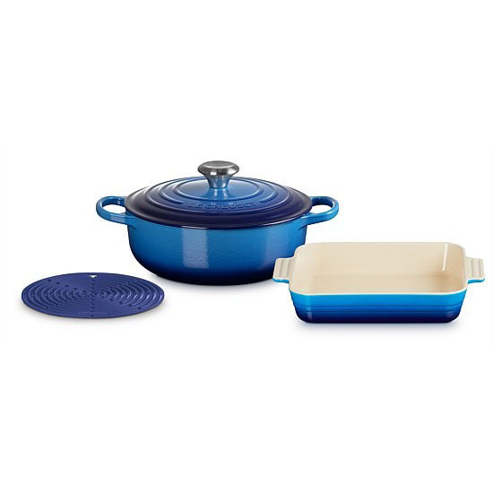 Le Creuset 3 Piece Set Azure Blue